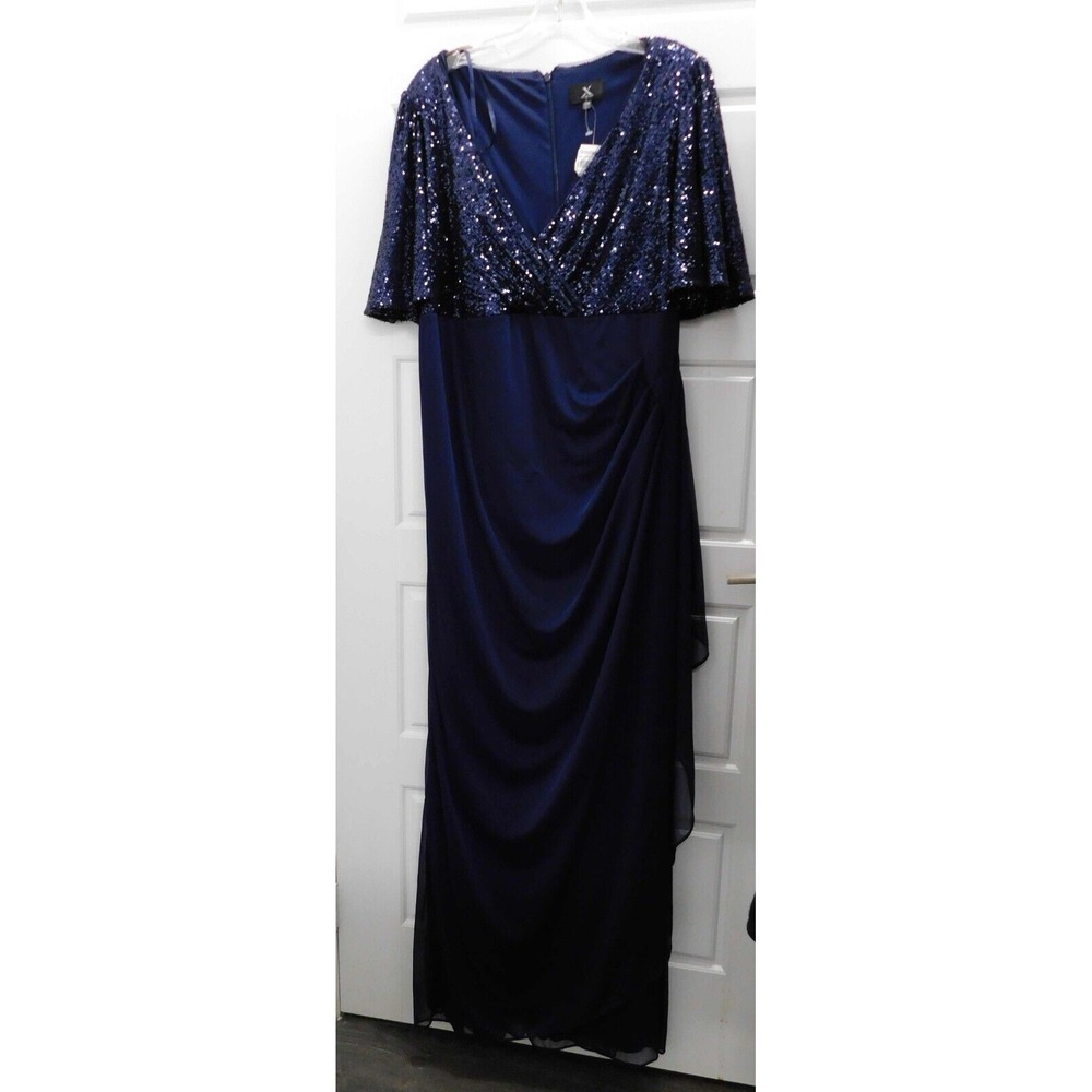 New X by Xscape Womens Navy Blue  Formal Evening Dress 22W‎